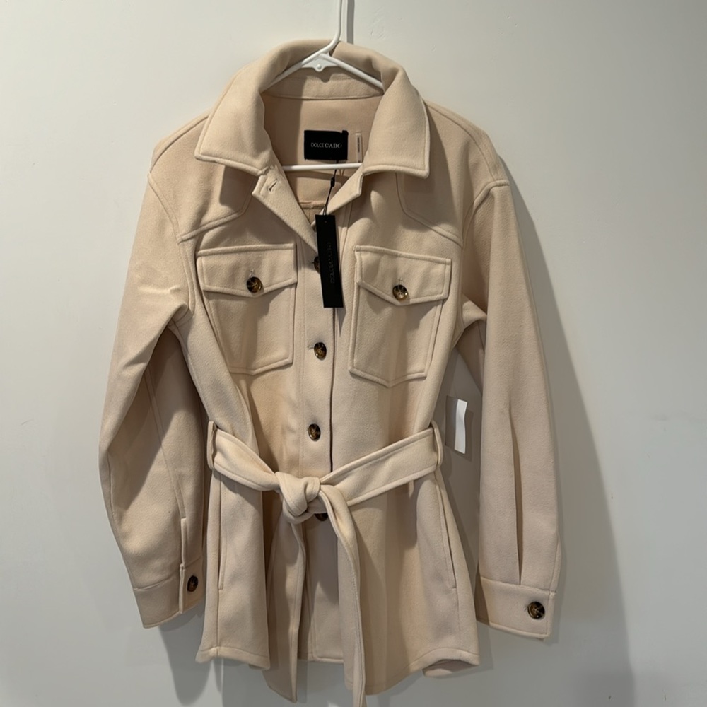 🎉HP🎉Dolce Cabo Short Flannel Trench Coat. Ladies Med. - Picture 5 of 13